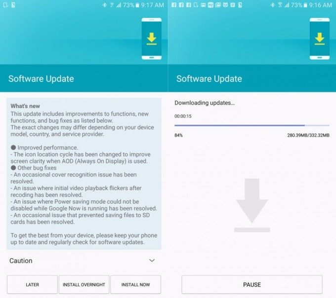 Samsung Galaxy S7 și S7 Edge au primit o nouă actualizare software update samsung s7  
